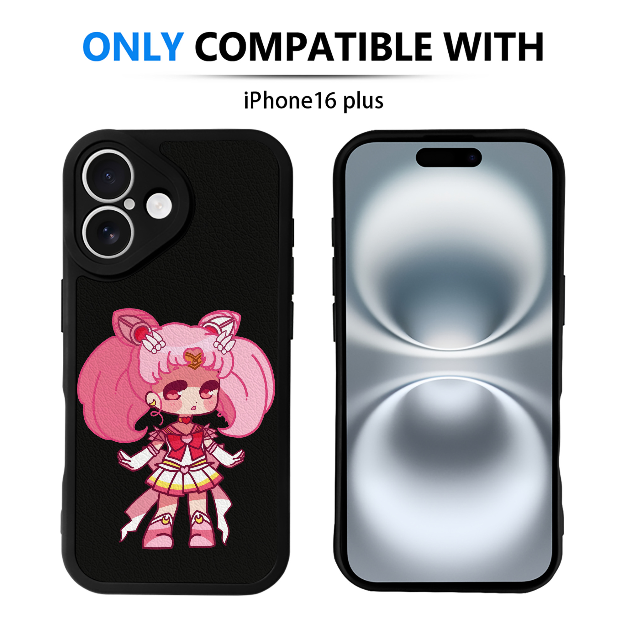 （画像用） 美少女戦士セーラームーン ちびうさ Sailor Moon Chibiusa Tsukino Usagi Small Lady Serenity 【iPhone 16シリーズ対応】シリコンスマホケース（レザー調） 材質：シリコン